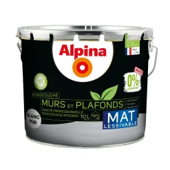 ALPINA Peinture MURS ET PLAFONDS 0% CONSERVATEURS Peinture blanc 10 L