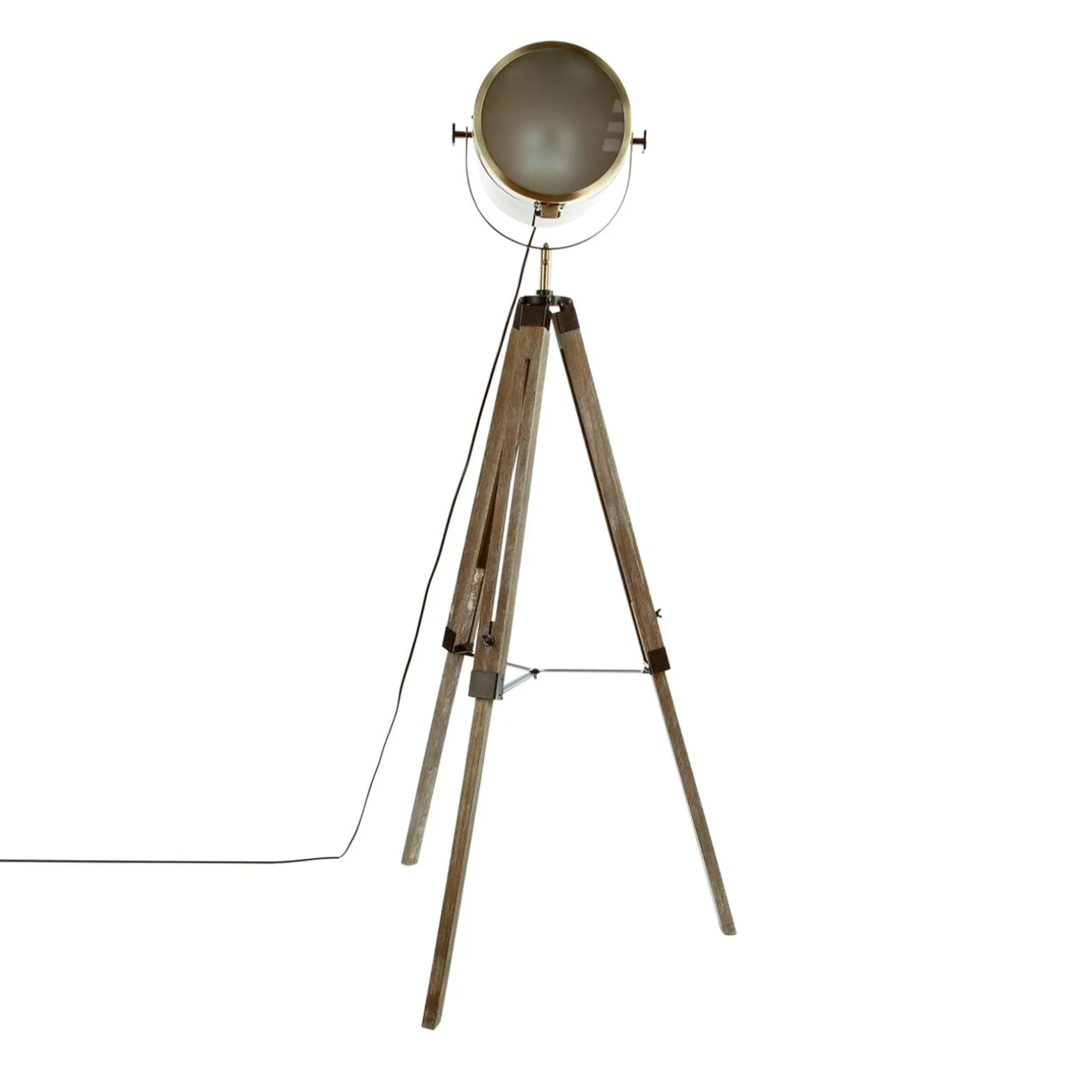 Atmosphera Lampadaire PROJECTEUR or et bois 150 x 25 cm - 4MURS