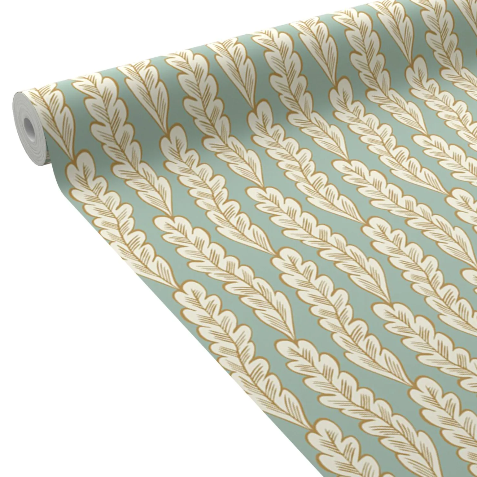 Caselio Papier peint intissé OLÉA vert de gris et doré - 4MURS