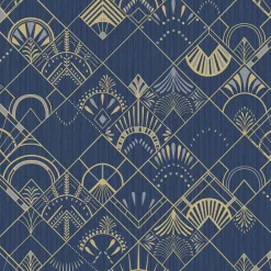 Caselio Papier peint intissé VALERIA bleu nuit et doré - 4MURS