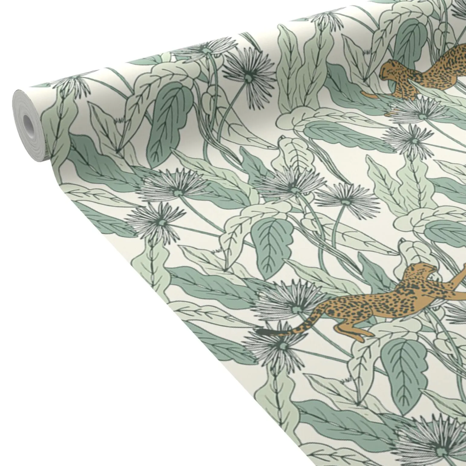 Caselio Papier peint intissé FELINDRA vert feuille et doré - 4MURS