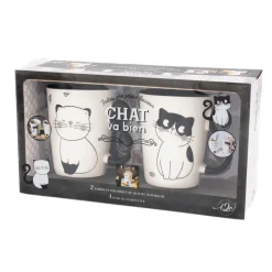 Coffret tasses CHAT VA BIEN coloris noir et blanc - 4MURS