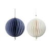 Décoration à suspendre BOULE PAPIER PLIÉ Bleu et blanc - 4MURS