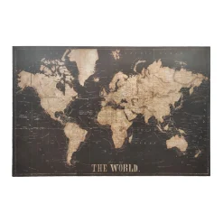 Décoration murale en bois WORLD MAP coloris bois et noir - 4MURS