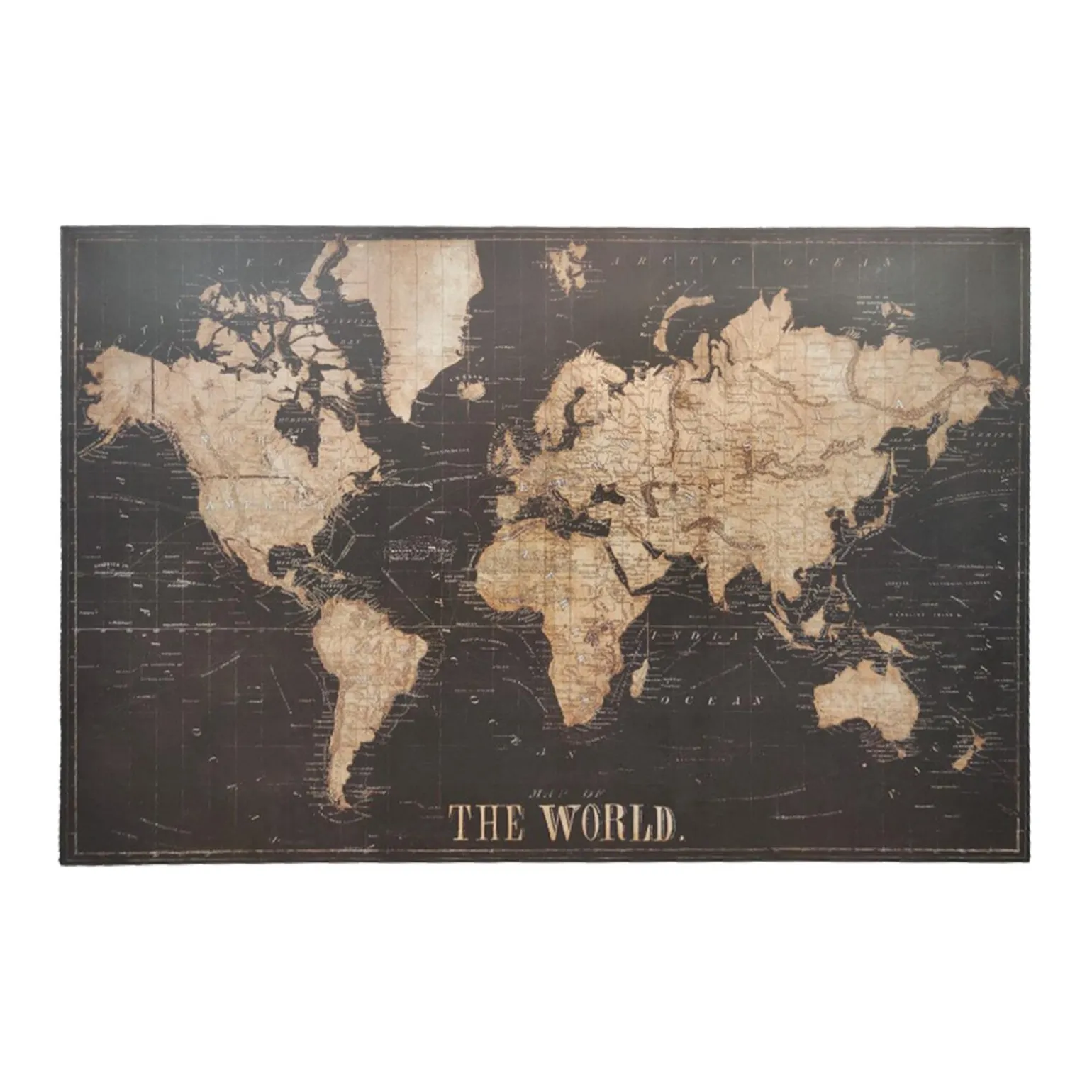 Décoration murale en bois WORLD MAP coloris bois et noir - 4MURS