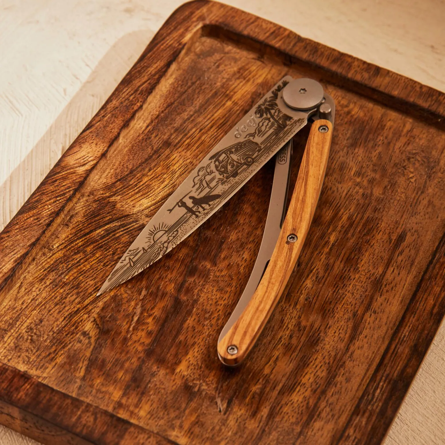 Deejo Couteau VAN LIFE coloris bois d'olivier - 4MURS