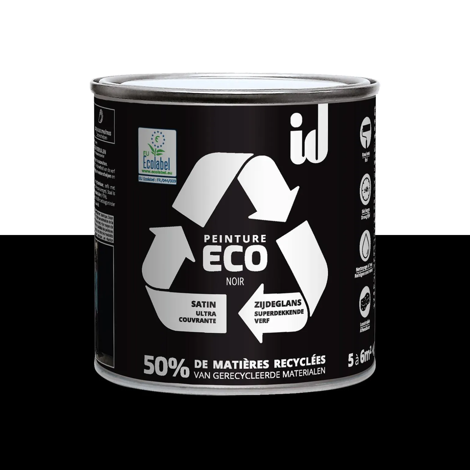ECO ID Peinture ECO Peinture noir Satiné 0,5 L - 4MURS