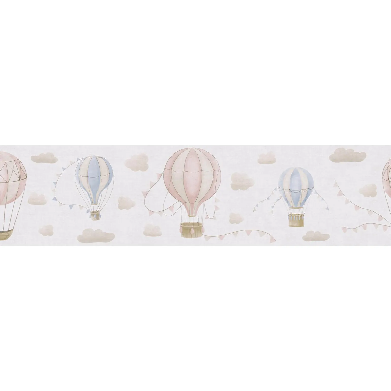 Frise intissée AIR BALLOON beige taupe, rose et bleu - 4MURS