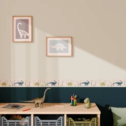 Frise intissée DINOS coloris vert kaki et bleu - 4MURS