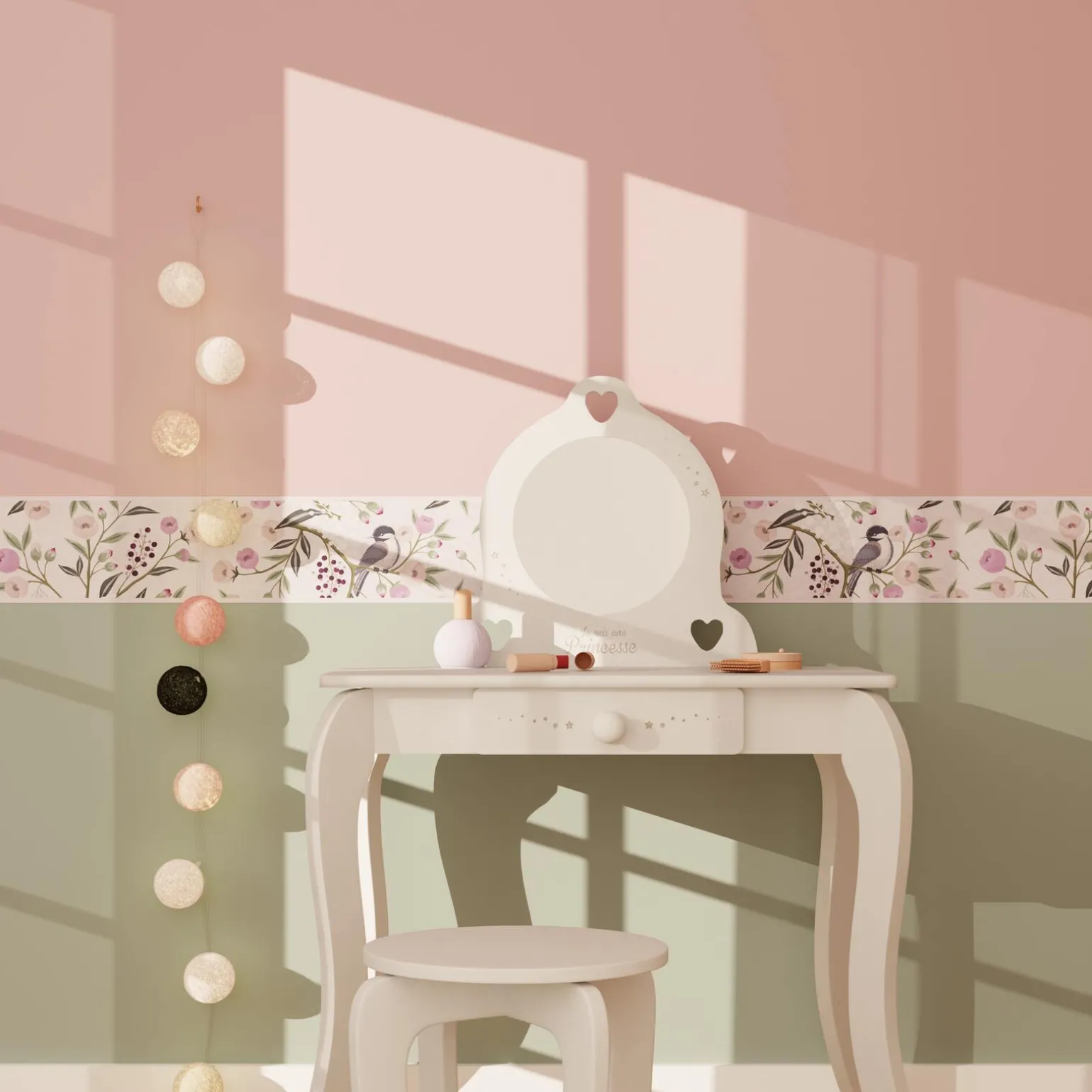 Frise intissée ROSELIA coloris rose ballerine - 4MURS