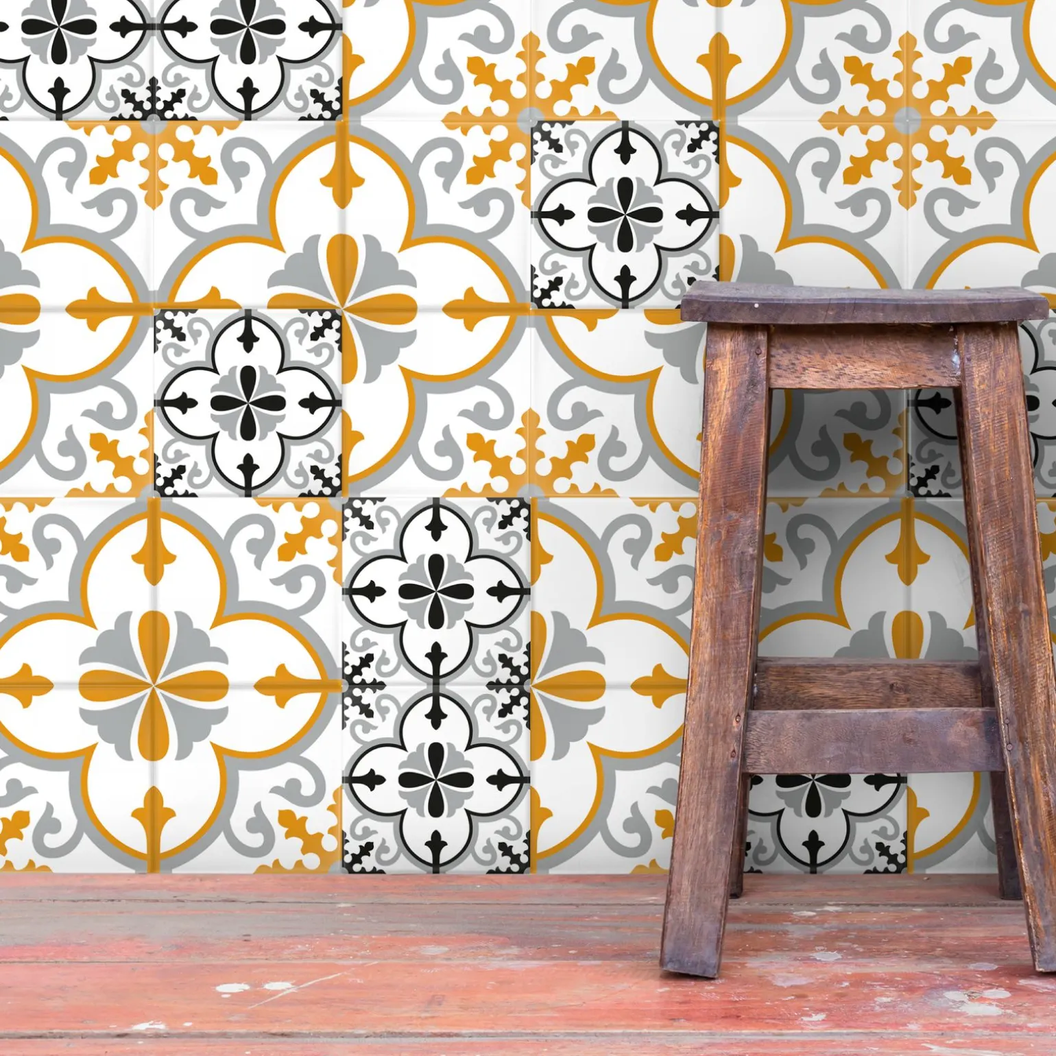 Grosfillex Revêtement adhésif SOCHIC SQUARE VOLUTE jaune - 4MURS