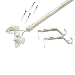 Kit barre à rideaux BOURGOGNE blanc / doré 1,9 cm 200 cm - 4MURS