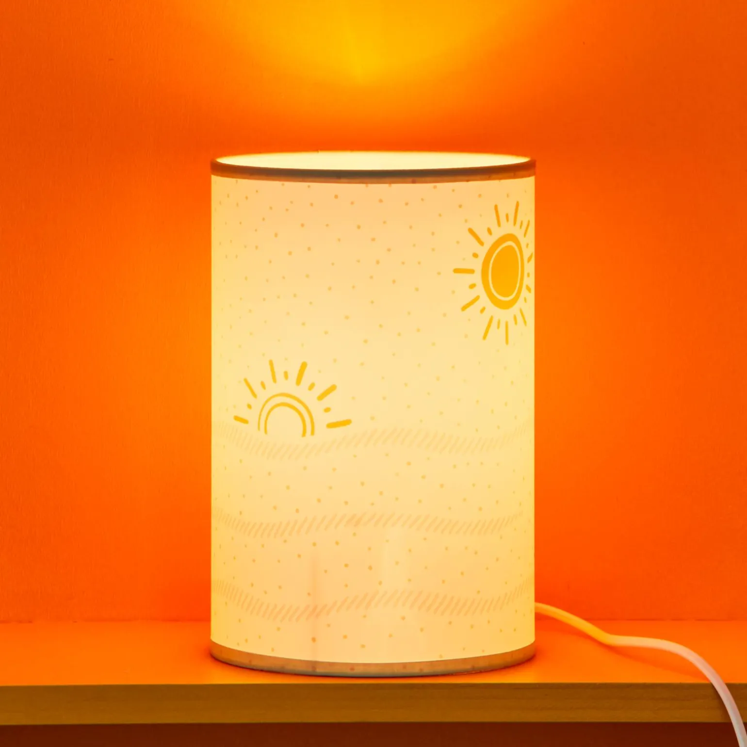 Lampe de chevet SOLEA blanc, ocre, bleu doux 24 x 16 cm - 4MURS
