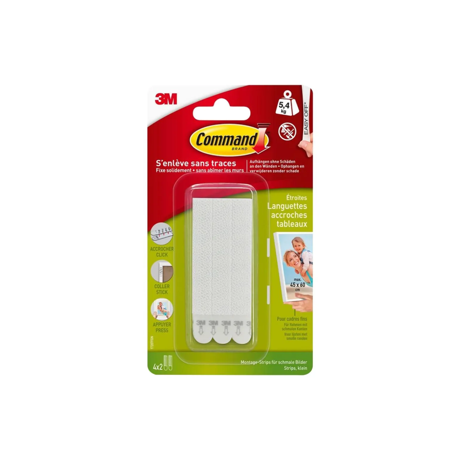 3M Fixation murale LANGUETTES TABLEAU CADRE FIN blanc - 4MURS