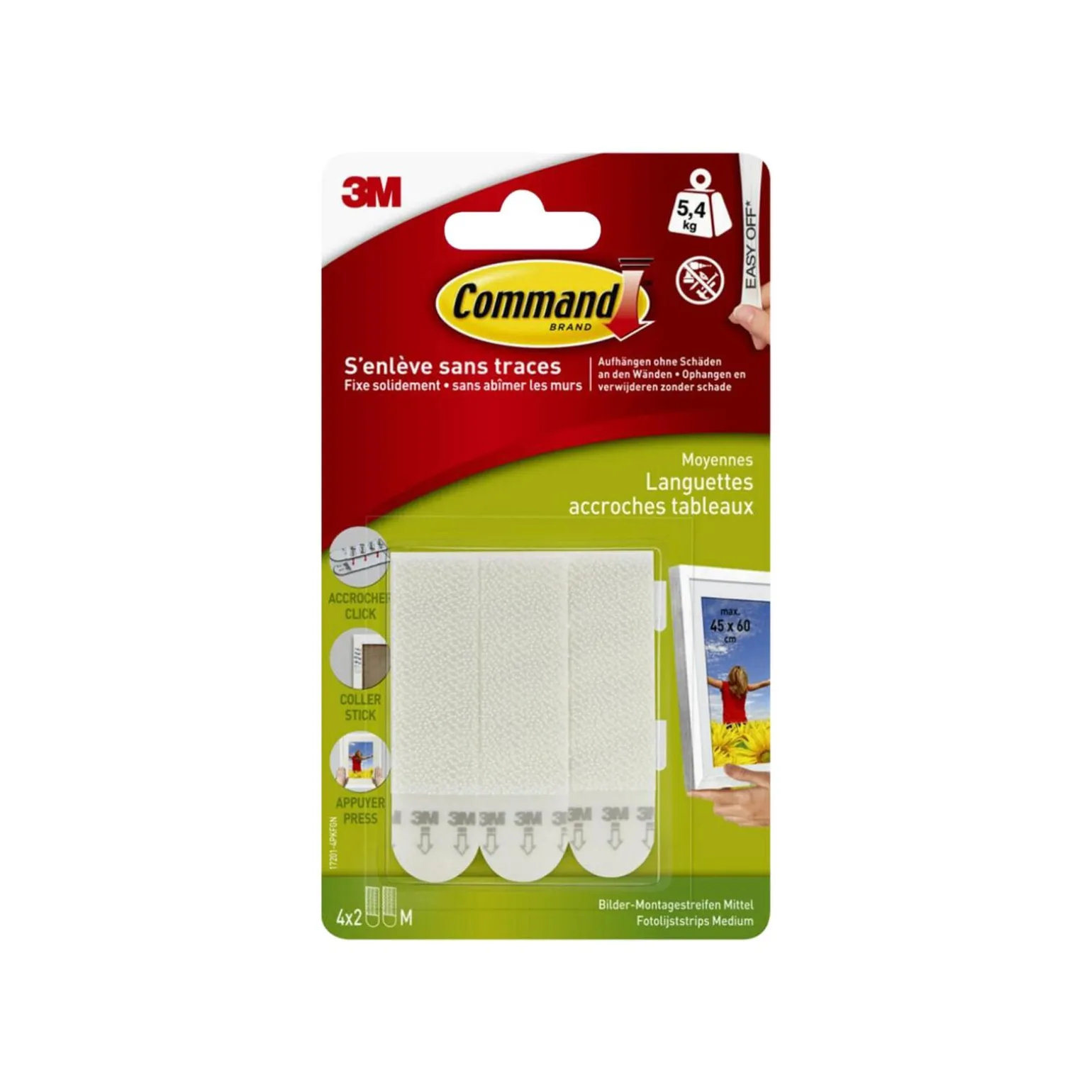 3M Fixation murale LANGUETTES TABLEAU MOYEN MODELE blanc - 4MURS