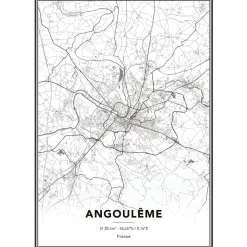 4MURS Image encadrée MAP ANGOULEME 50 x 70 cm - 4MURS