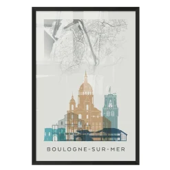 4MURS Image encadrée MAP BOULOGNE SUR MER 40 x 60 cm - 4MURS