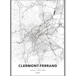 4MURS Image encadrée MAP CLERMONT FERRAND 50 x 70 cm - 4MURS