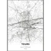 4MURS Image encadrée MAP TOURS 50 x 70 cm - 4MURS