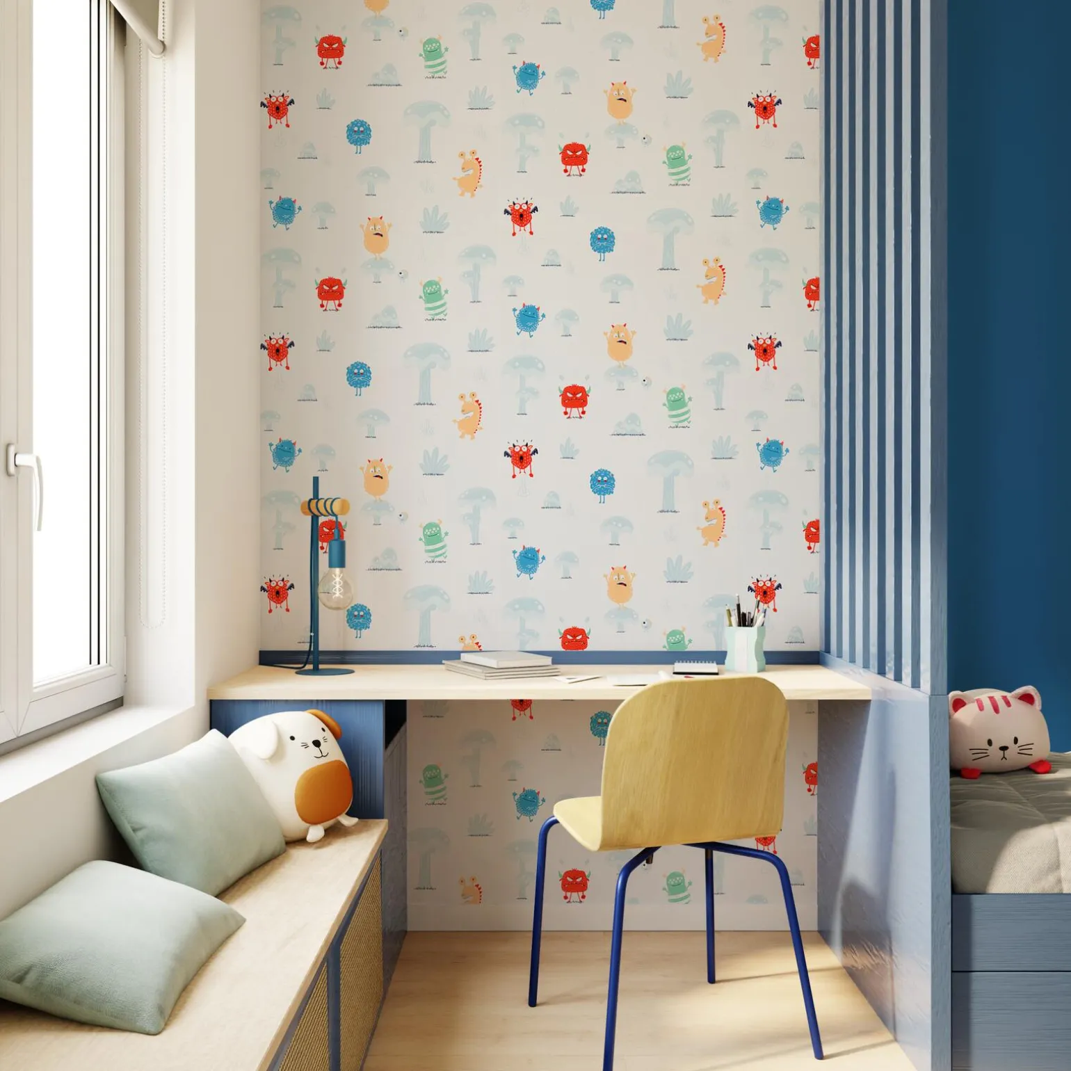 4MURS Papier peint intissé CUTE MONSTER coloris multicolore - 4MURS