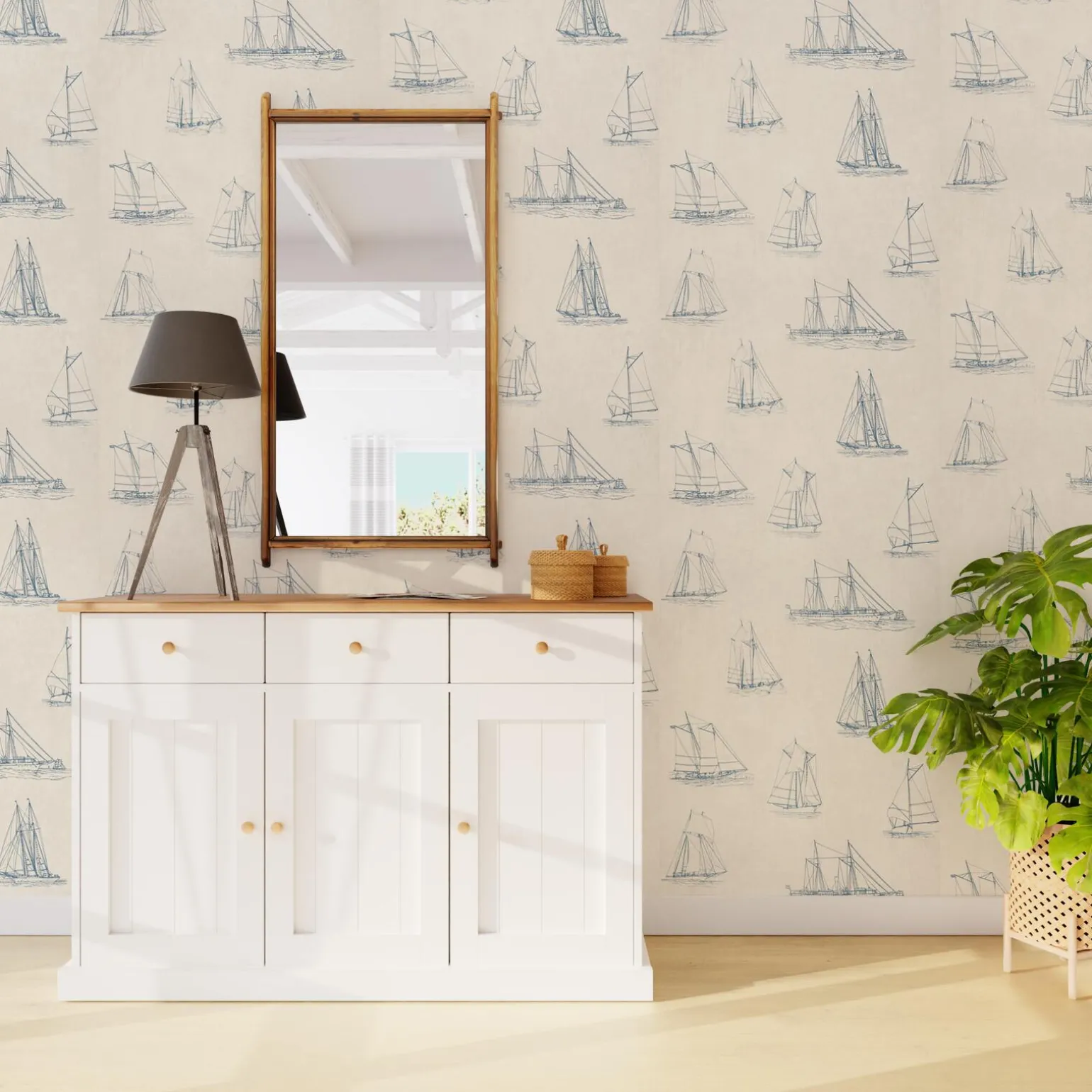 4MURS Papier peint intissé NAUTICA coloris blanc crème - 4MURS