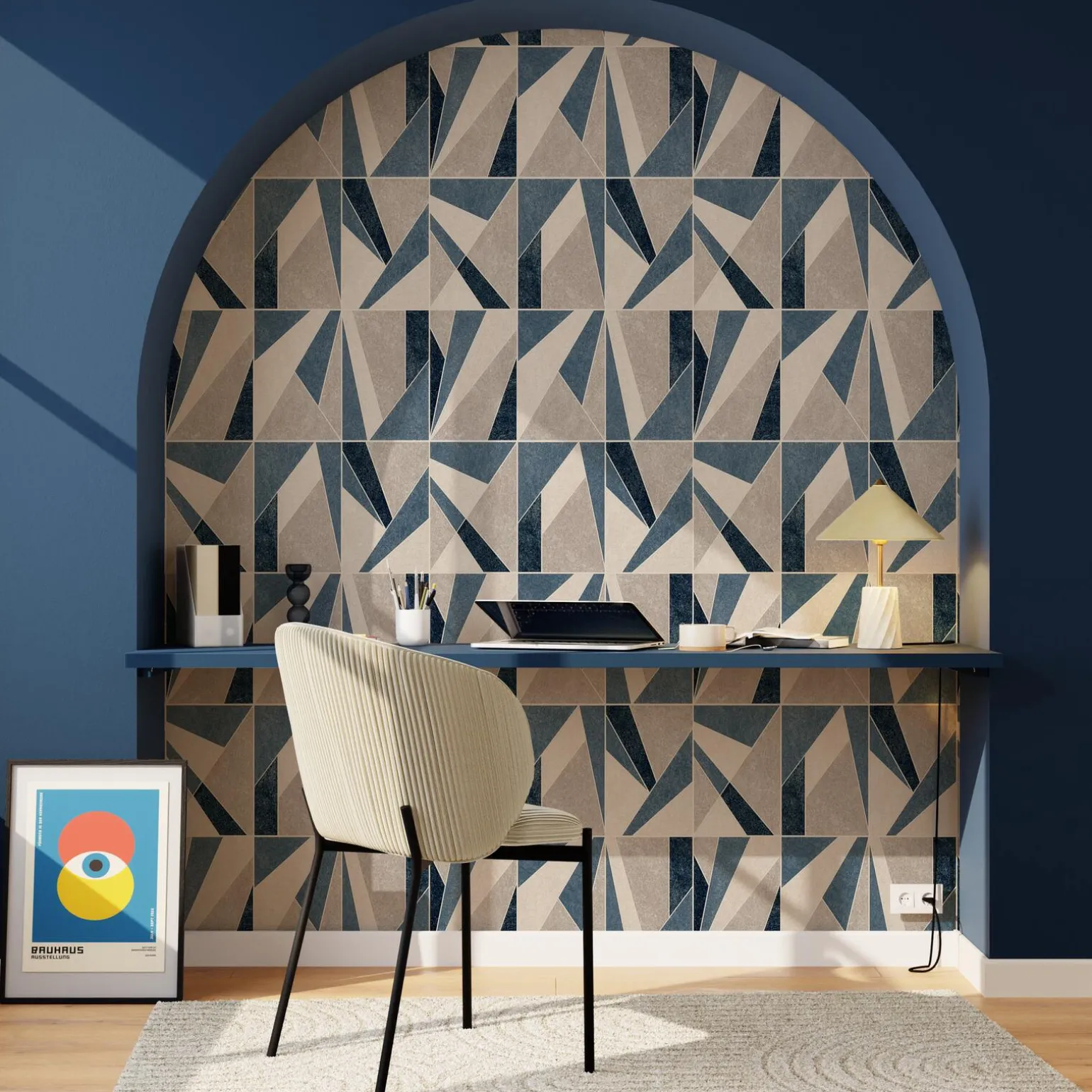4MURS Papier peint intissé DAVENPORT coloris bleu grisé - 4MURS