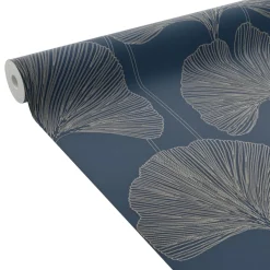 4MURS Papier peint intissé GINKGO coloris bleu nuit - 4MURS