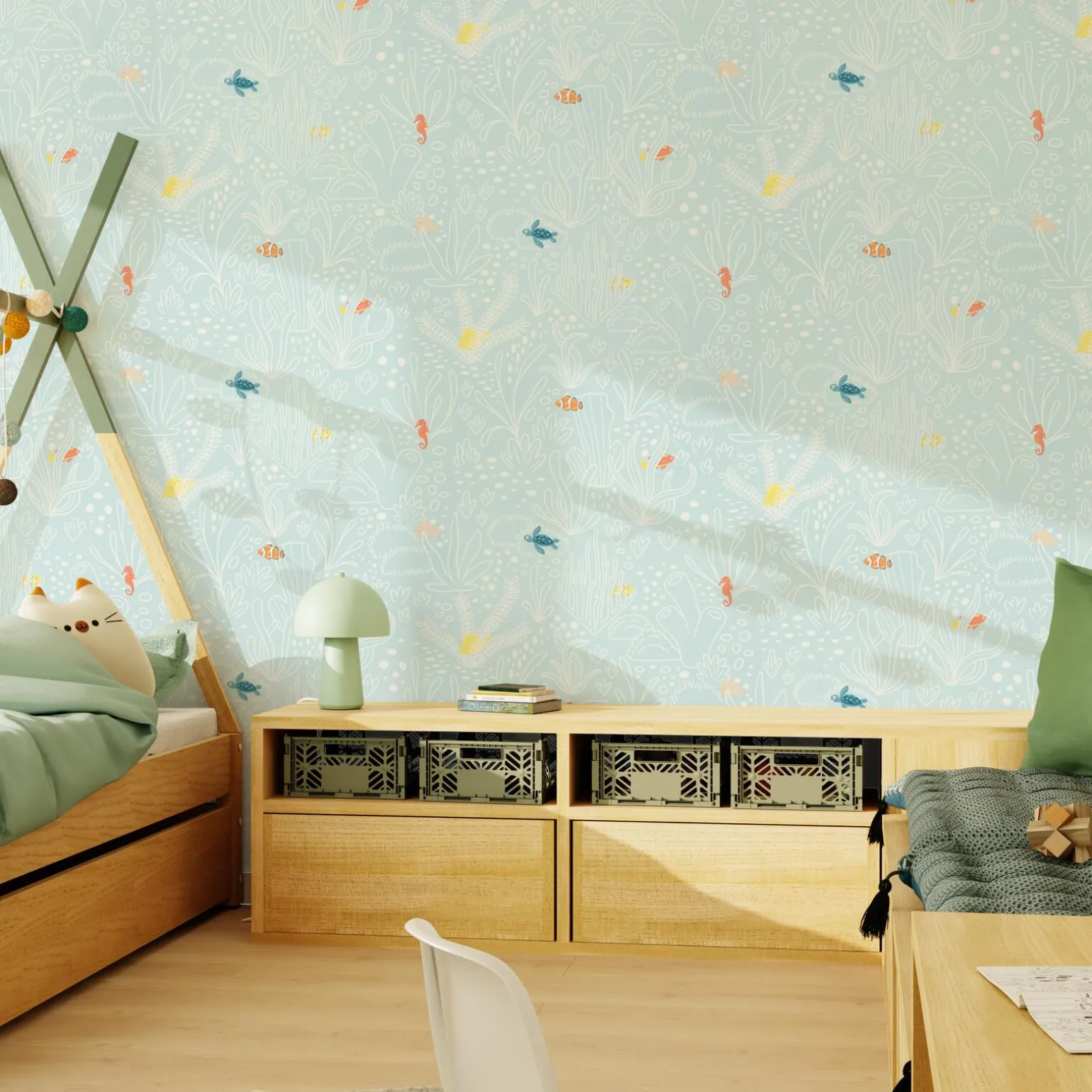 4MURS Papier peint intissé OCEANIA coloris bleu clair - 4MURS