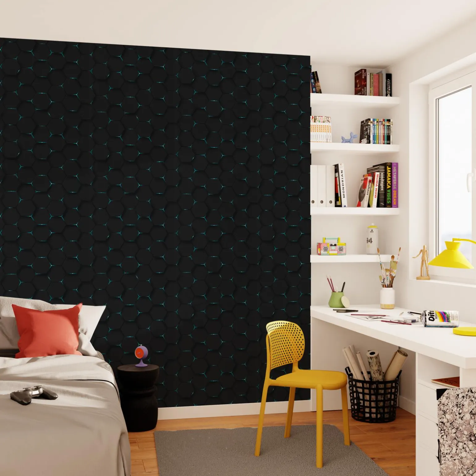 4MURS Papier peint intissé OLEN coloris noir - 4MURS