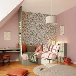 4MURS Papier peint intissé TULIPS mauve et vert émeraude - 4MURS