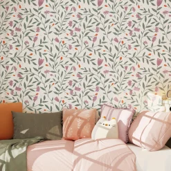 4MURS Papier peint intissé TULIPS mauve et vert émeraude - 4MURS