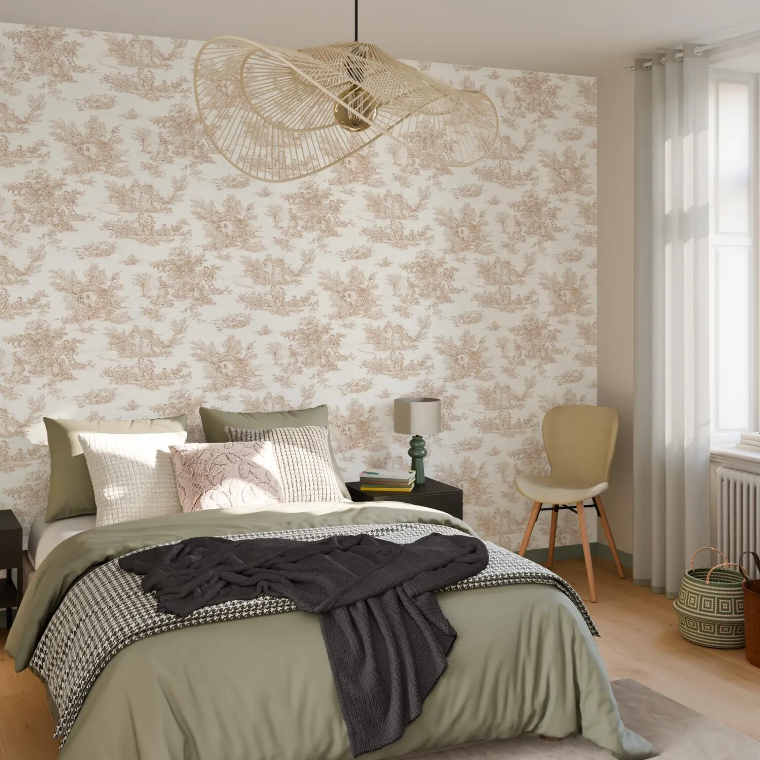 4MURS Papier peint intissé JOUY coloris beige foncé - 4MURS