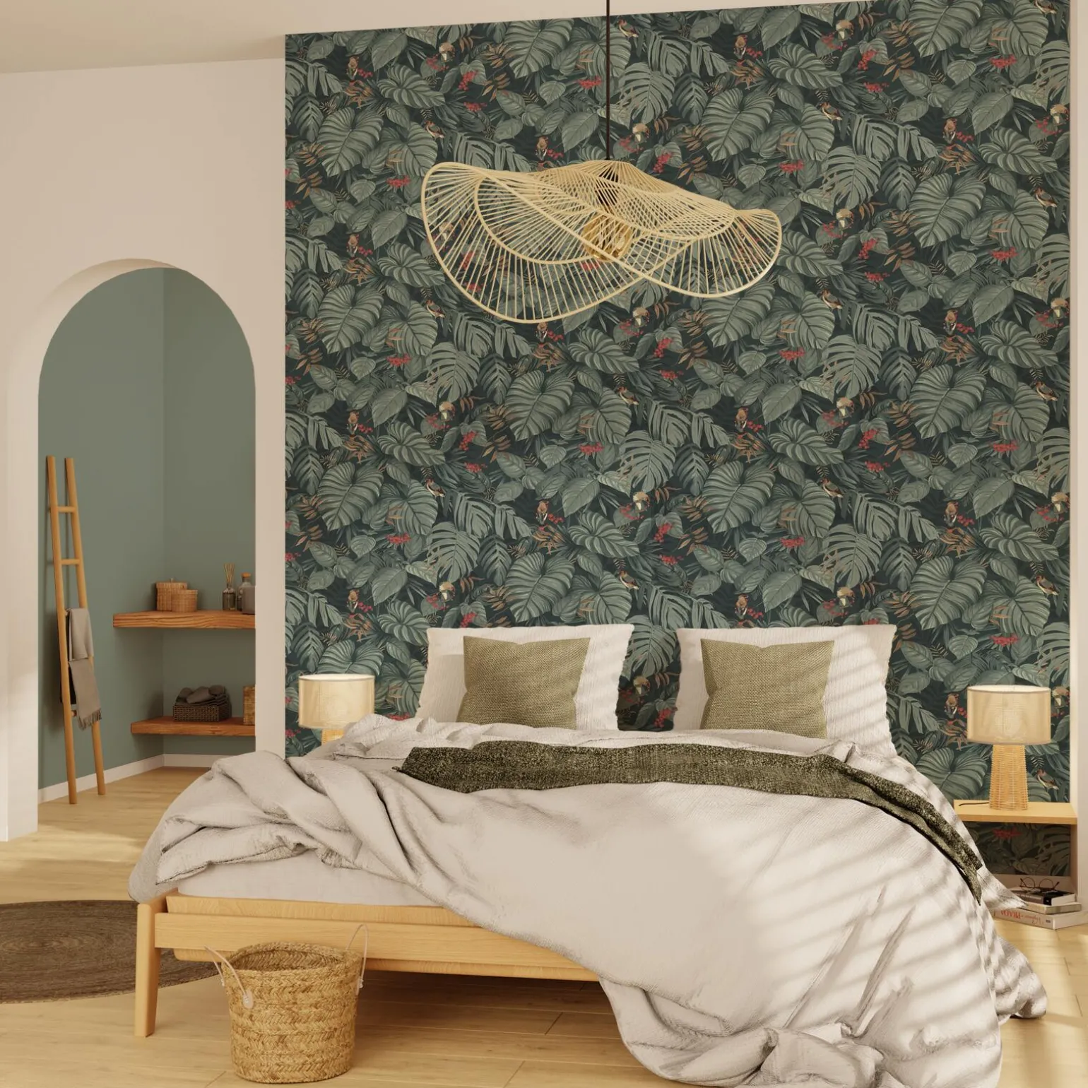 4MURS Papier peint intissé ABIGAEL coloris vert givré - 4MURS