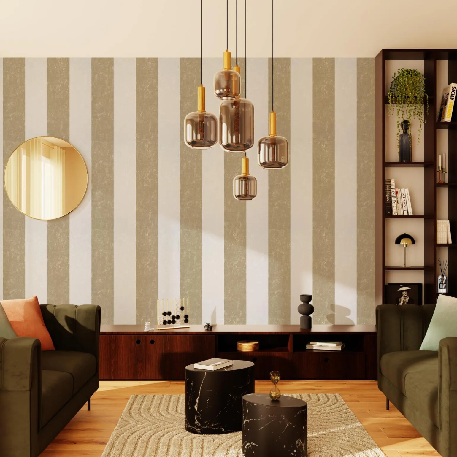 4MURS Papier peint intissé PALAZZO STRIPE or et blanc - 4MURS