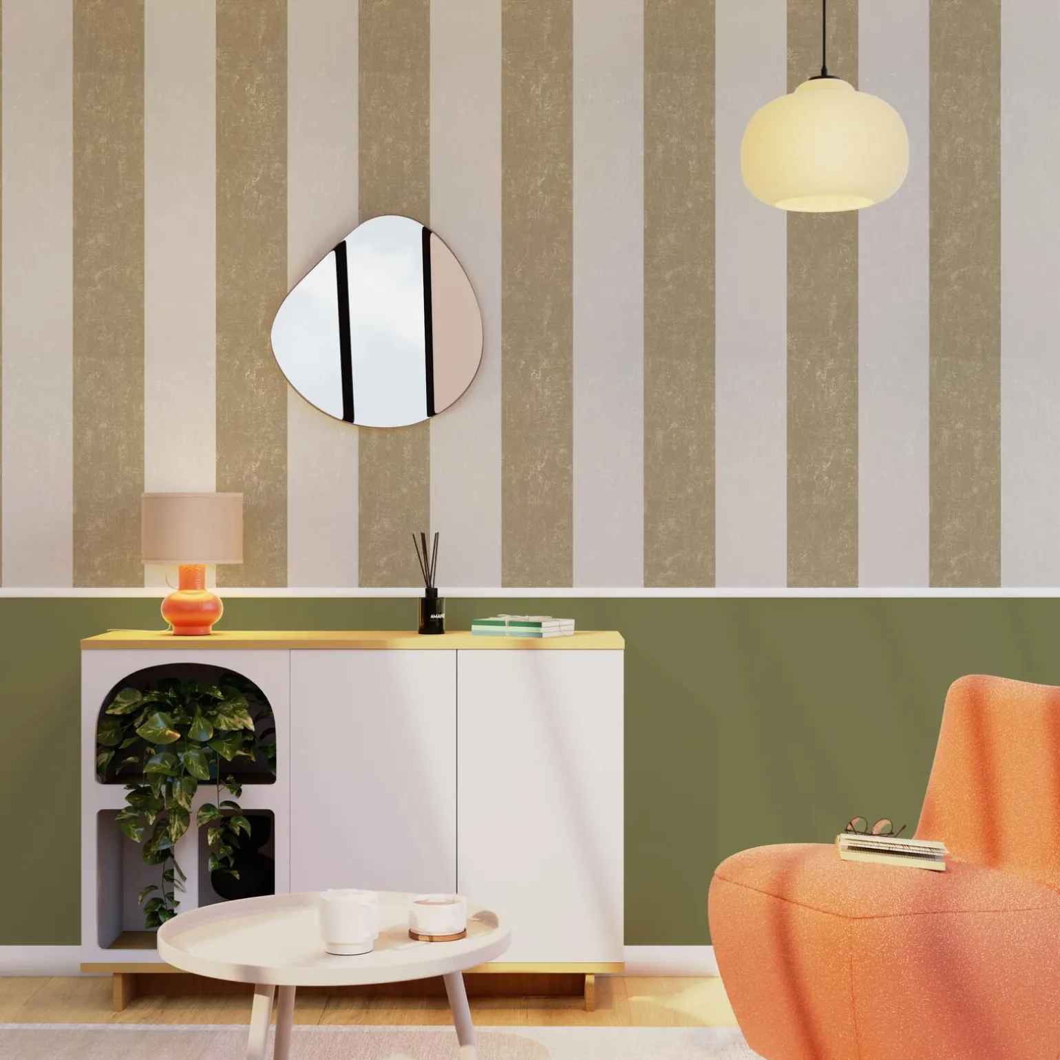 4MURS Papier peint intissé PALAZZO STRIPE or et blanc - 4MURS
