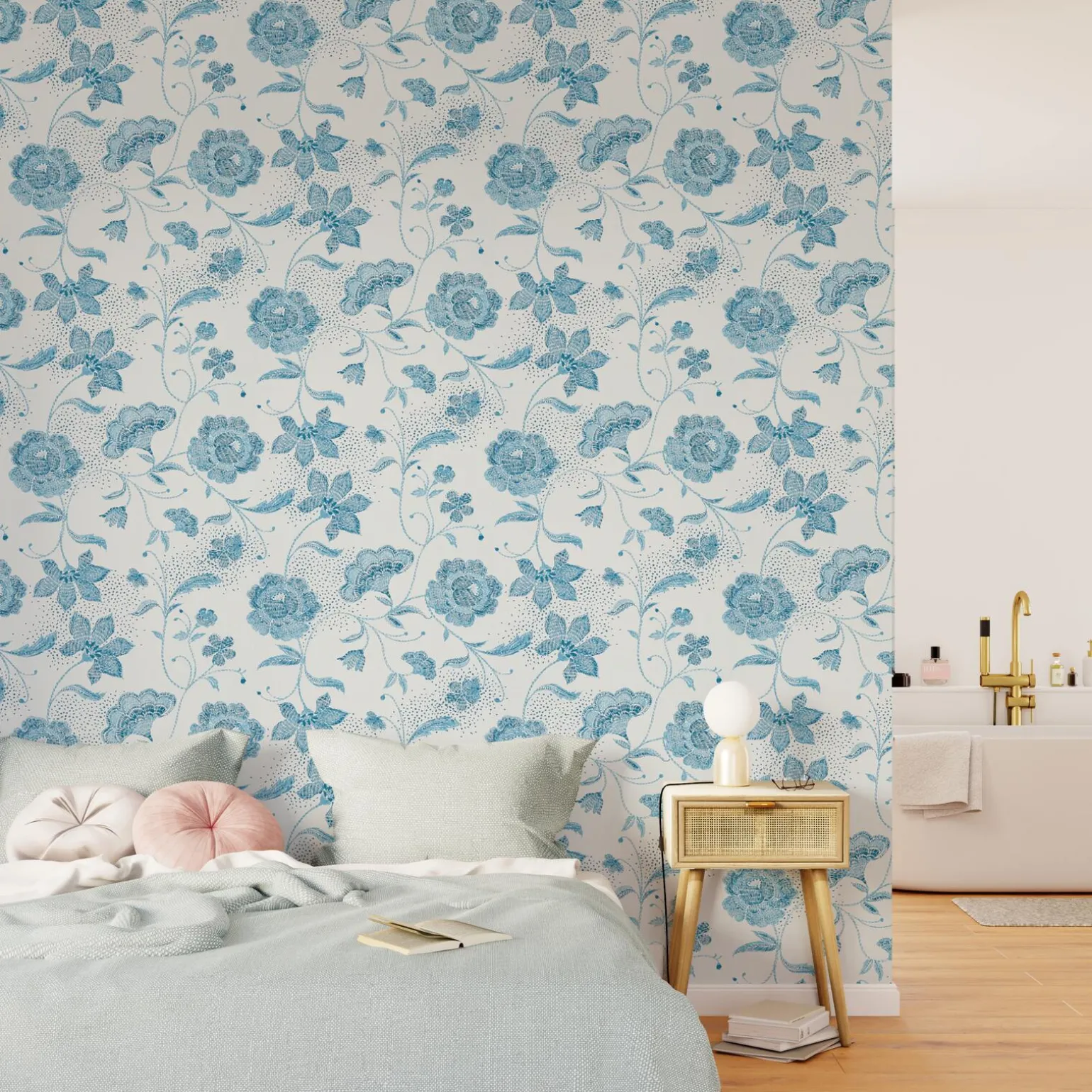 4MURS Papier peint intissé AMBROISE coloris bleu acier - 4MURS