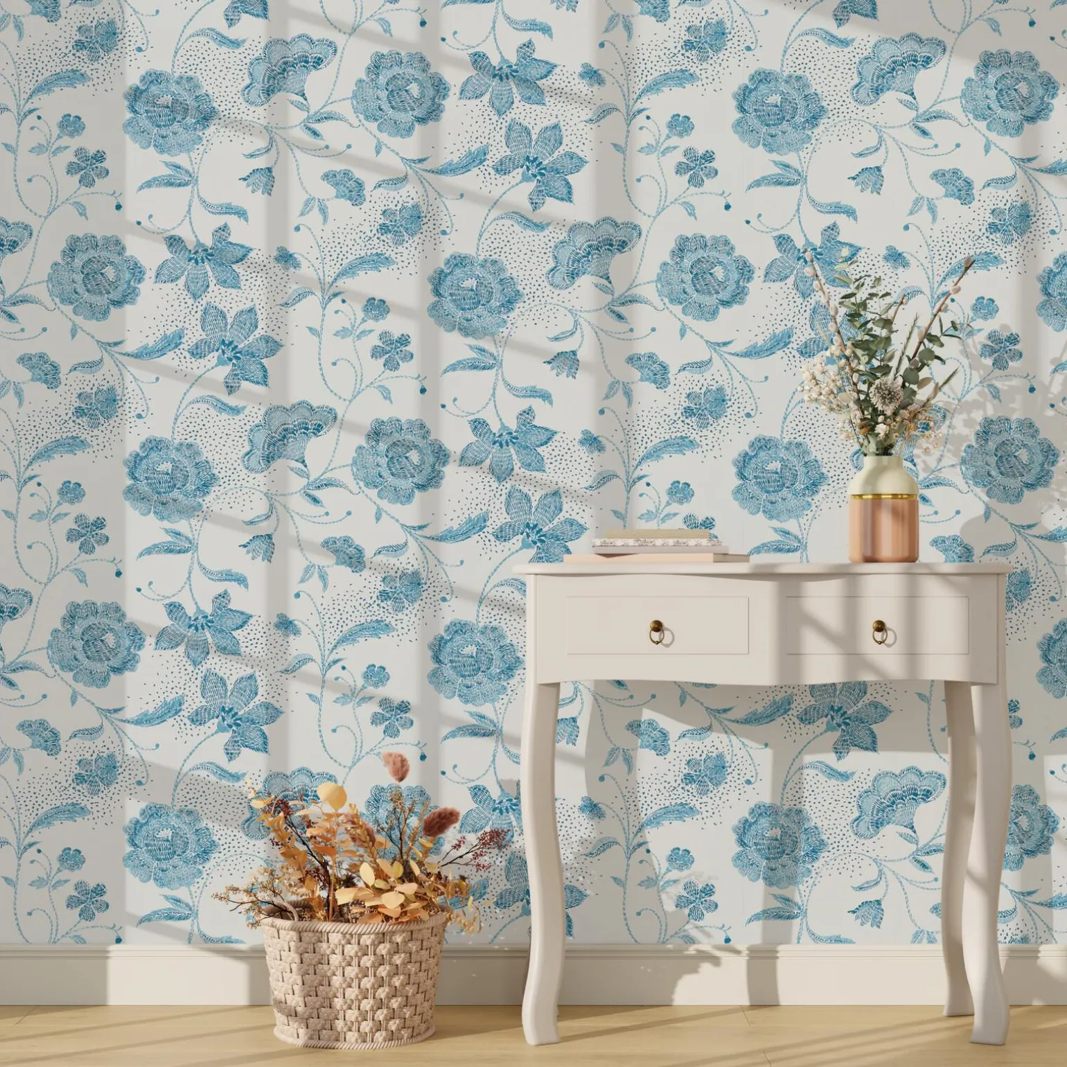 4MURS Papier peint intissé AMBROISE coloris bleu acier - 4MURS