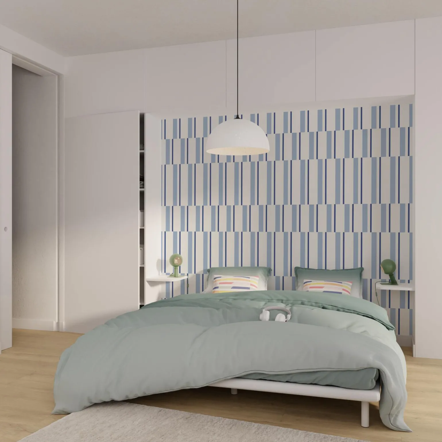 4MURS Papier peint intissé MARINE coloris bleu fumée - 4MURS