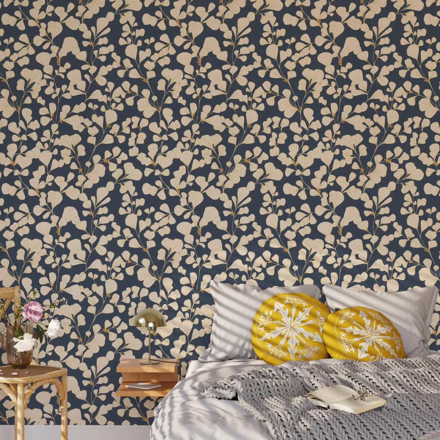 4MURS Papier peint intissé HISAE coloris bleu nuit - 4MURS