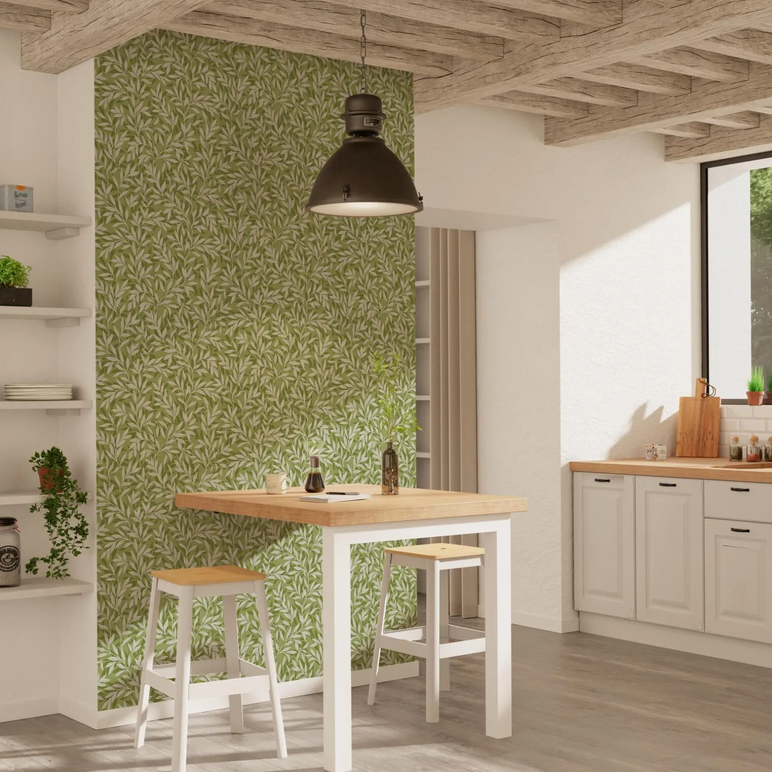 4MURS Papier peint intissé LISBET coloris vert mousse - 4MURS