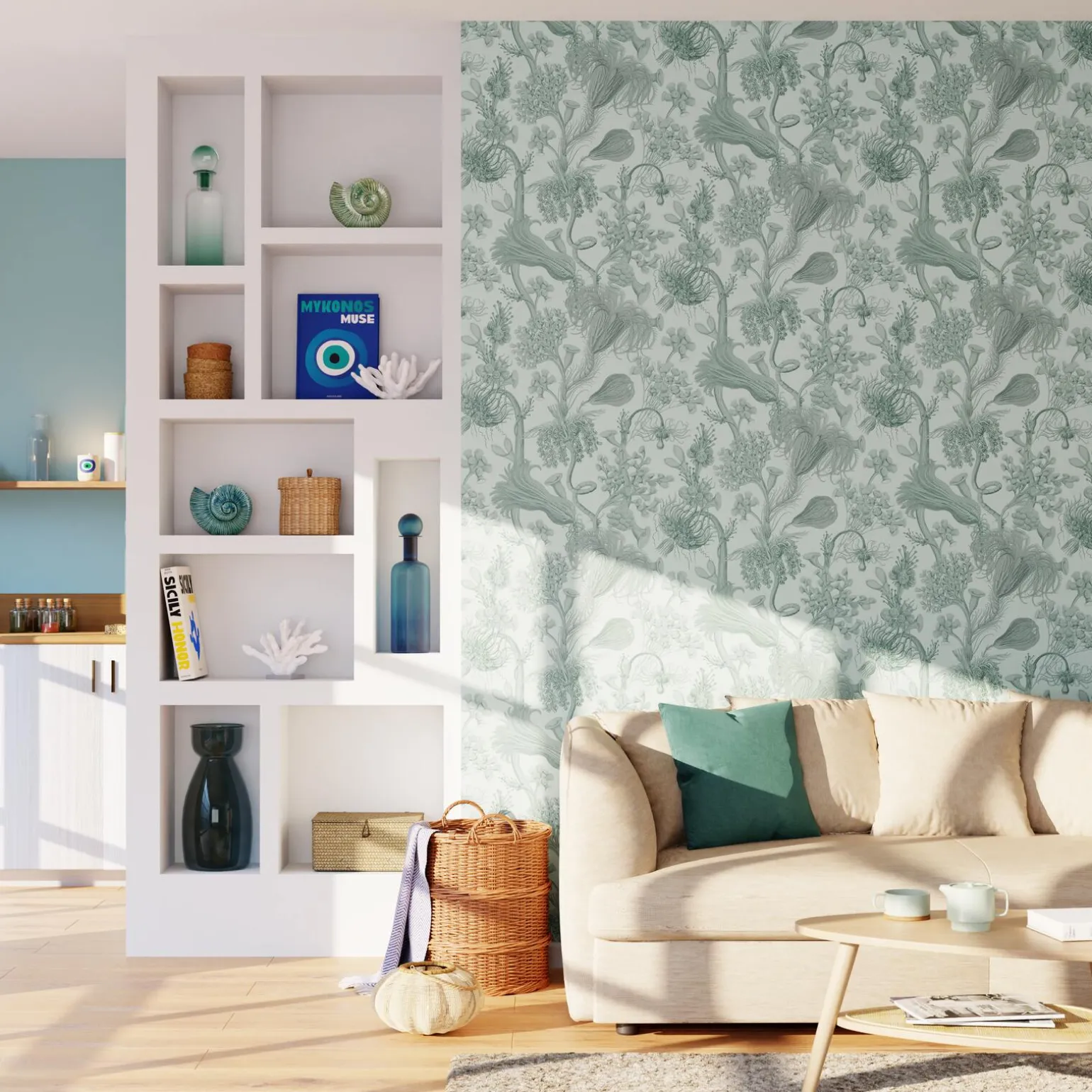 4MURS Papier peint intissé CYRIAC coloris bleu givré - 4MURS