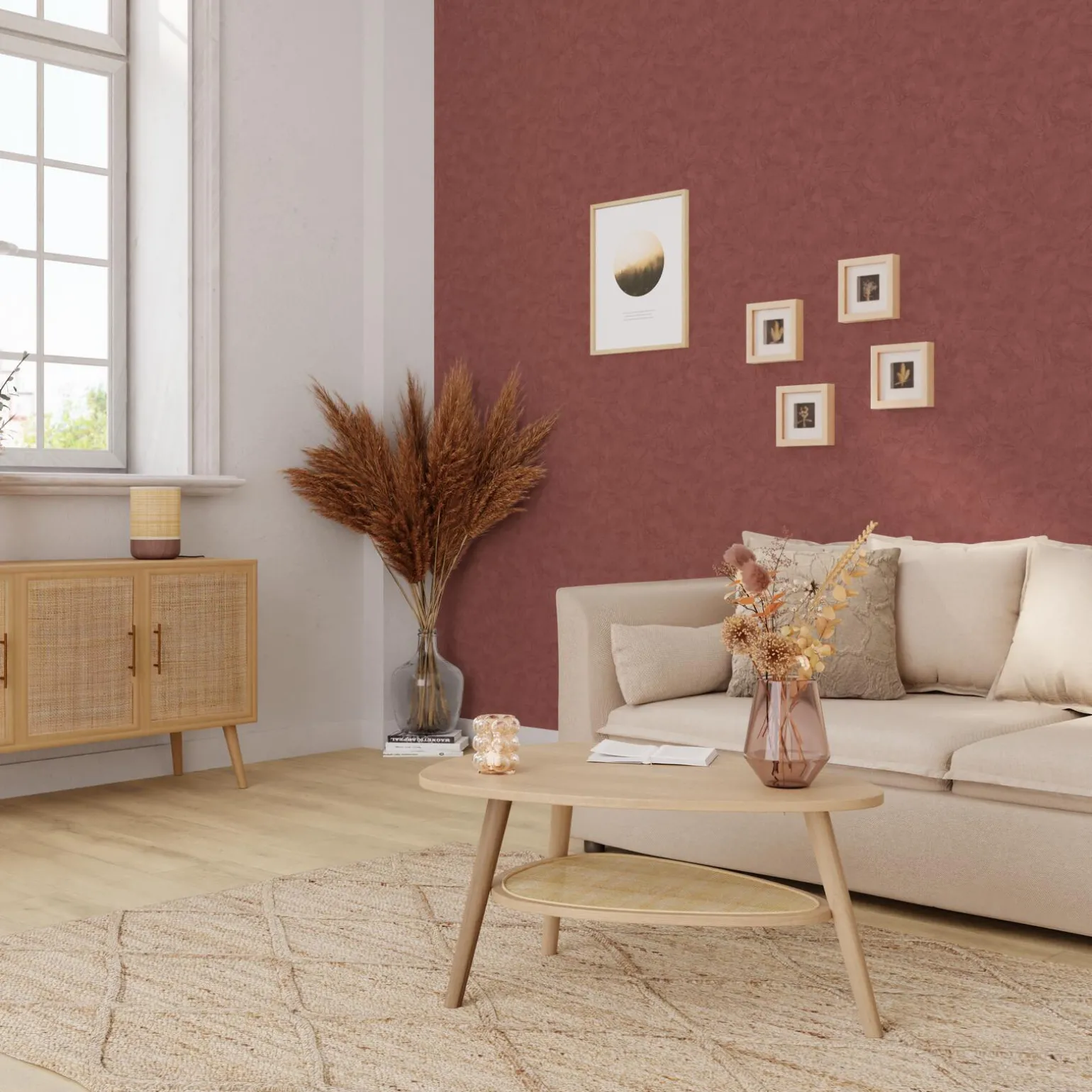 4MURS Papier peint intissé RAVENNE coloris rouge grenat - 4MURS