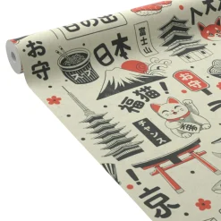 4MURS Papier peint intissé KAWAII noir et rouge orangé - 4MURS