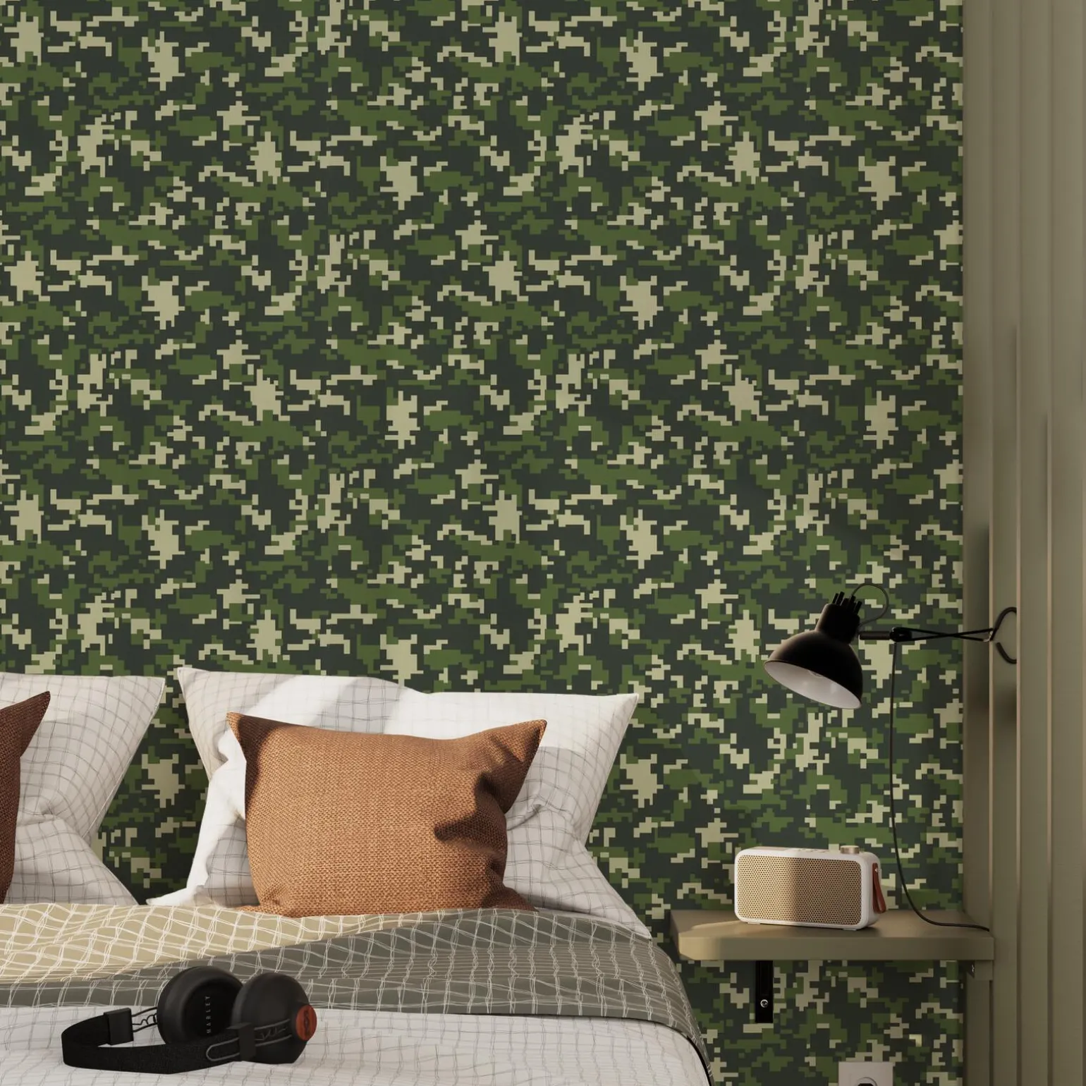 4MURS Papier peint intissé CAMO coloris vert kaki - 4MURS