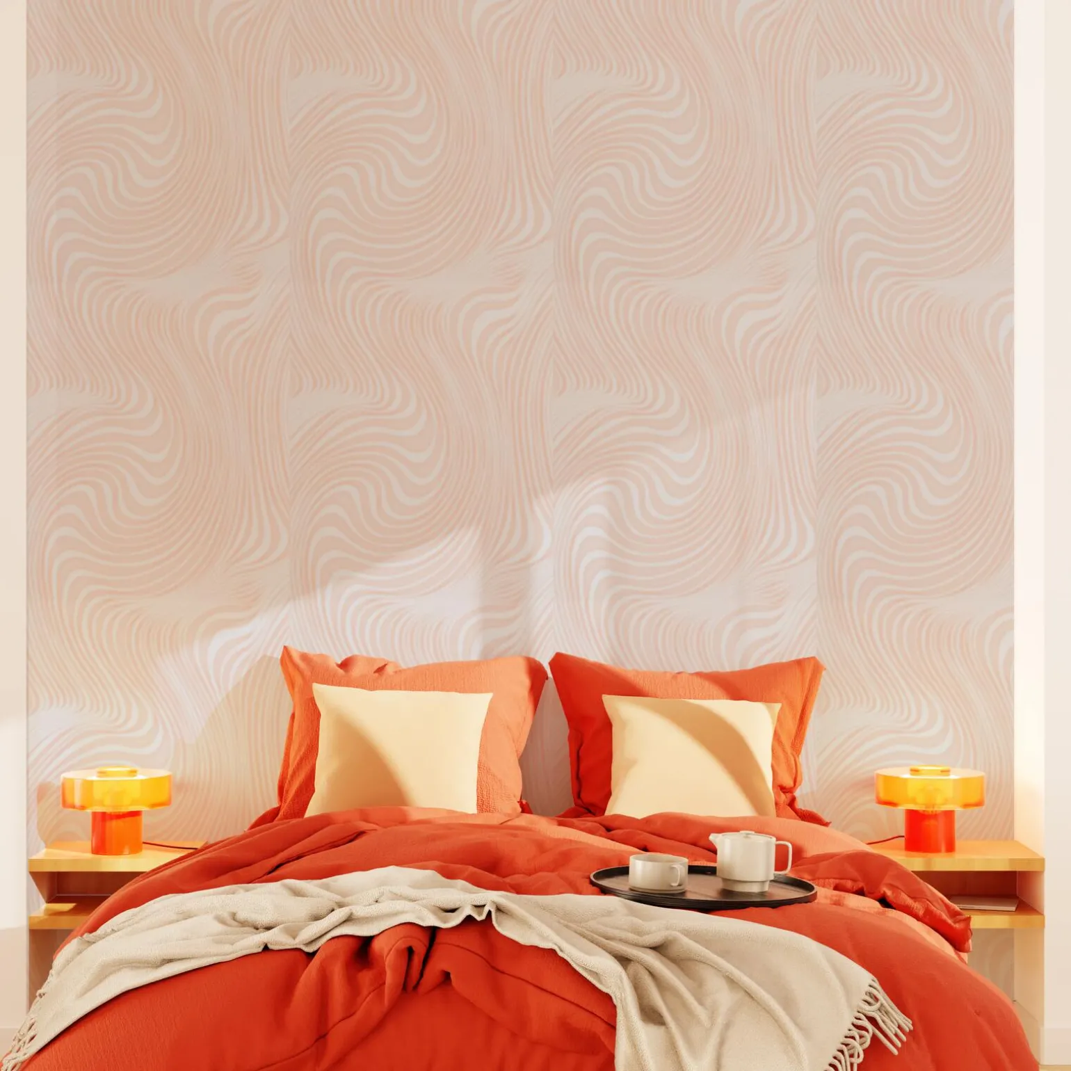 4MURS Papier peint intissé CANDY coloris orange pastel - 4MURS