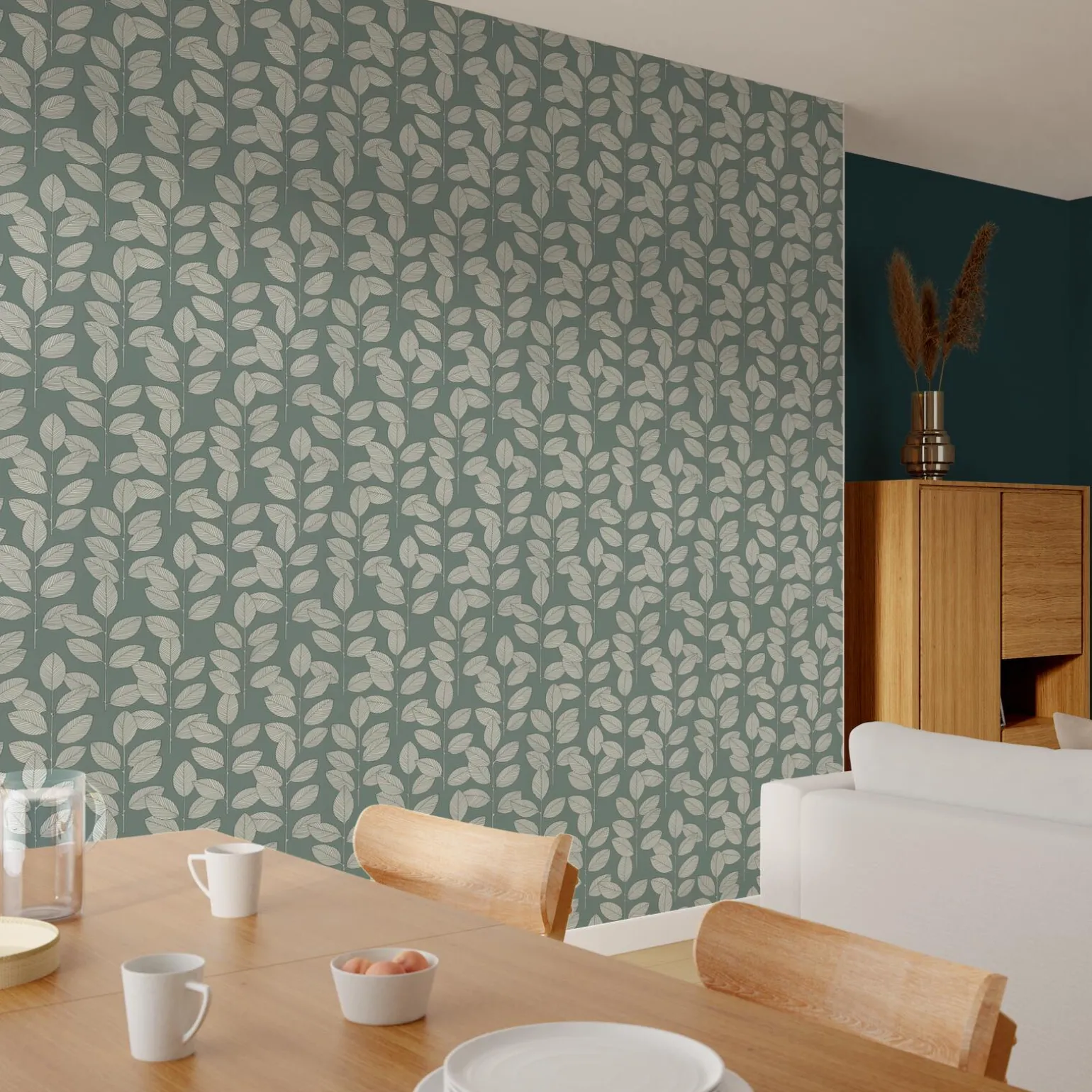 4MURS Papier peint intissé HENDI coloris vert de gris - 4MURS