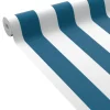 4MURS Papier peint intissé OPAL STRIPE bleu paon et blanc - 4MURS