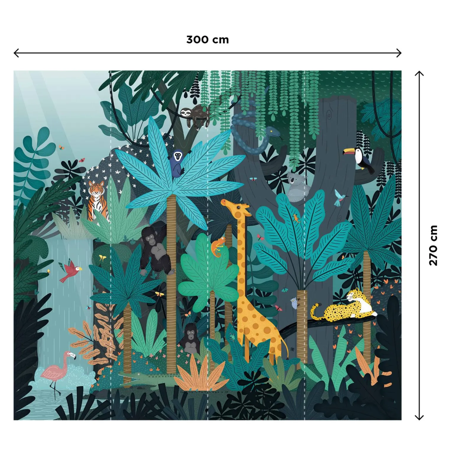 4MURS Papier peint panoramique XL FUN JUNGLE 300 x 270 cm - 4MURS