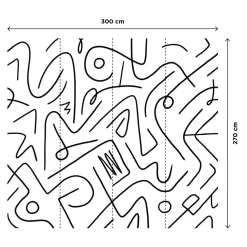 4MURS Papier peint panoramique XL BLACK LINES 300 x 270 cm - 4MURS