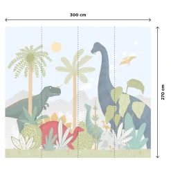 4MURS Papier peint panoramique XL HAPPY DINO 300 x 270 cm - 4MURS